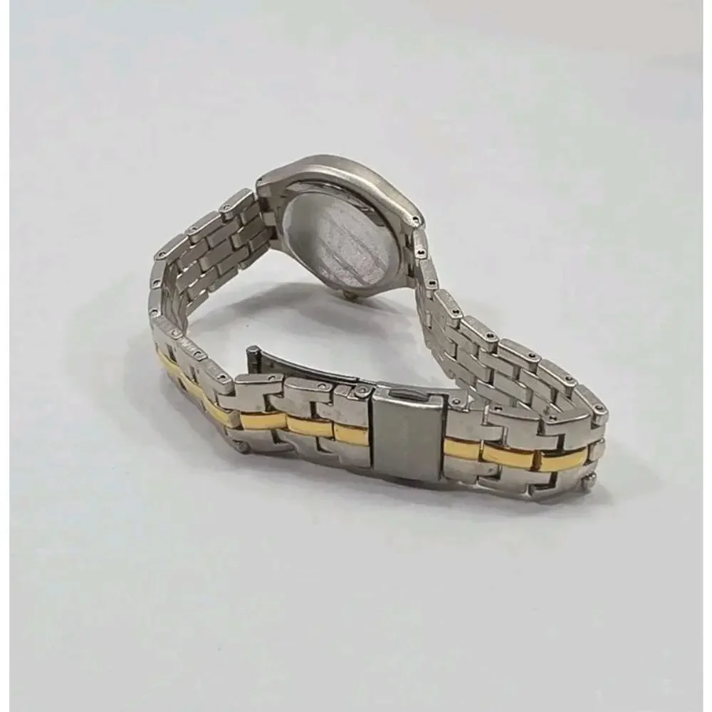Pierre Cardin Diamond Silver & Gold Two Tone Quartz Women's Watch New Battery